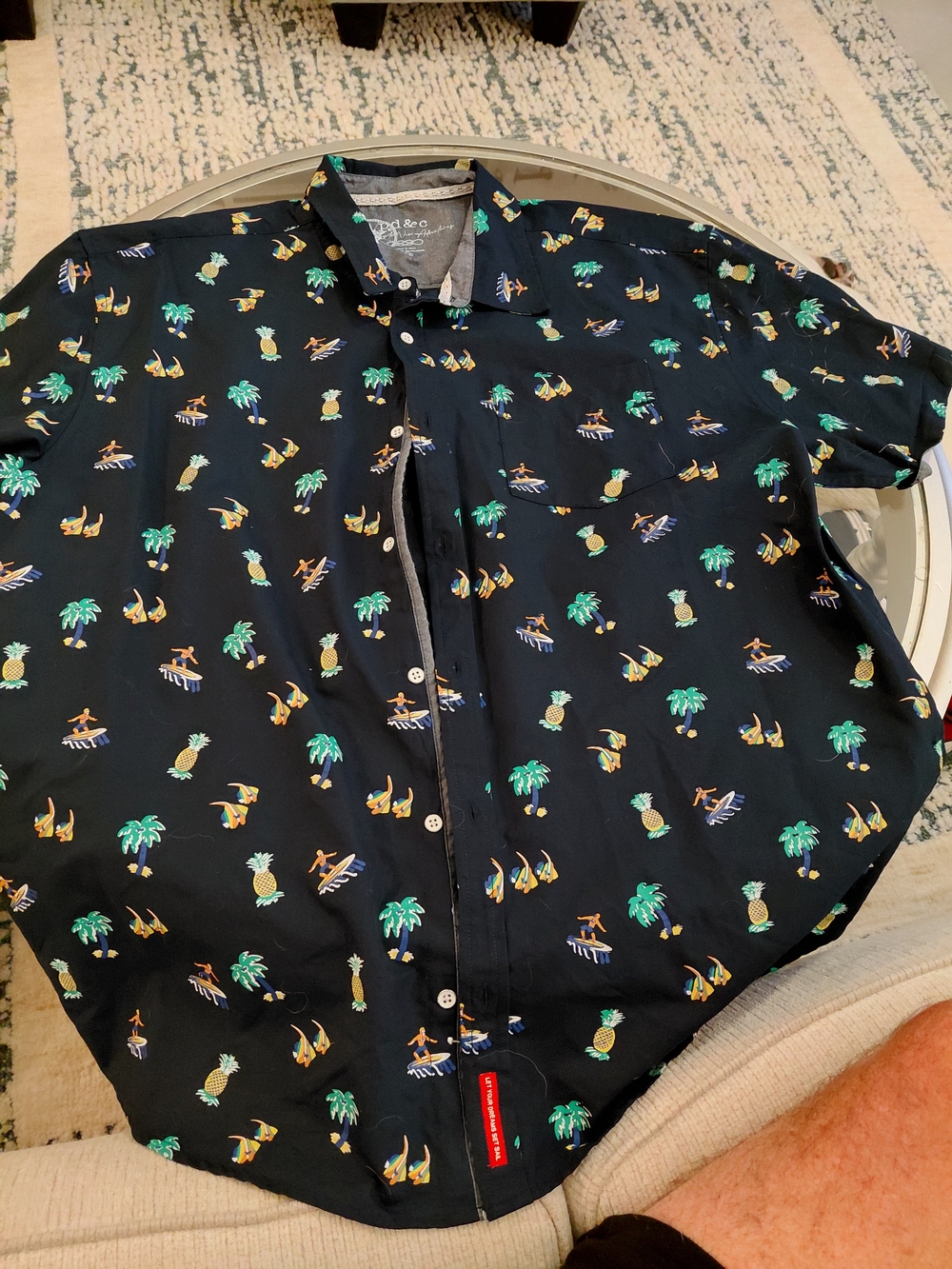 PD&C Black Short-Sleeve Tropical Print Button-Down Shirt